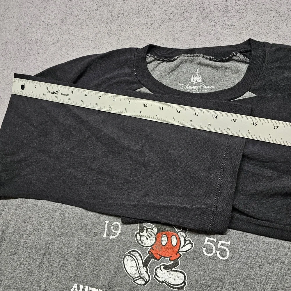 Disney‎ Parks Disneyland Resort Mickey Mouse Raglan Baseball Tee Gray Black XXL